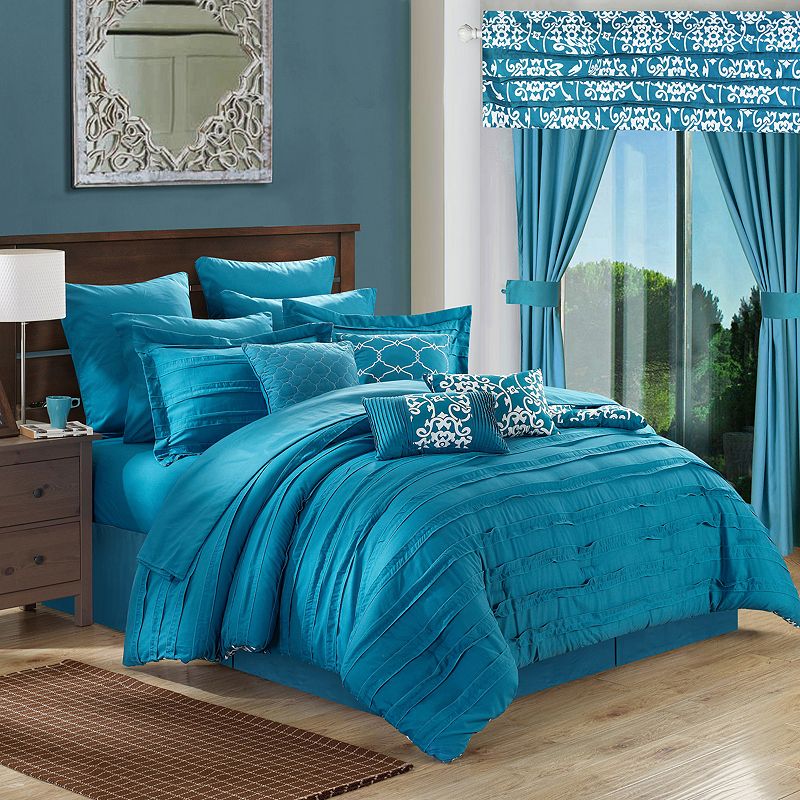 Chic Home Hailee 24-piece Bedding Set, Turquoise/Blue, King