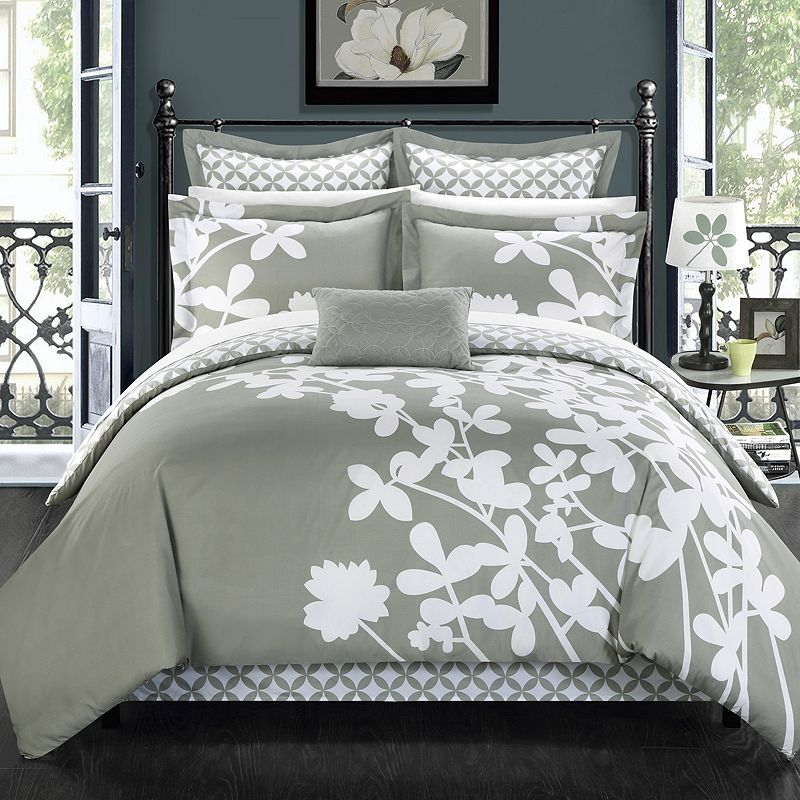 39336001 Chic Home Iris 7-piece Bed Set, Grey, King sku 39336001