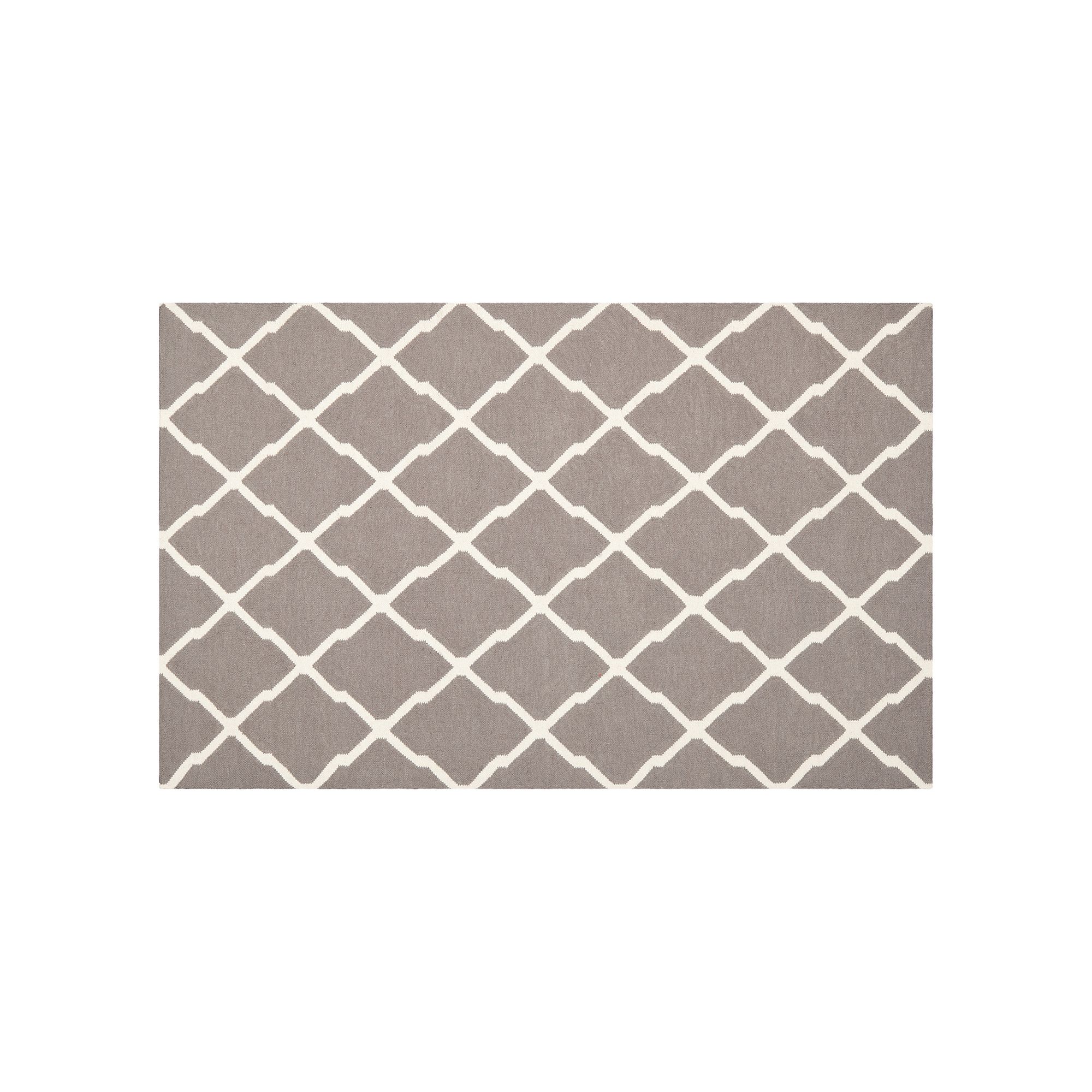 Safavieh Dhurries Trellis Quatrefoil Handwoven Flatweave Wool Rug, Dark Gra