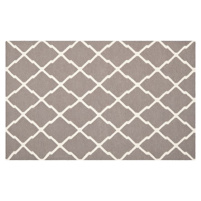 Safavieh Dhurries Quatrefoil Handwoven Flatweave Wool Rug, Dark Grey, 8X10 Ft