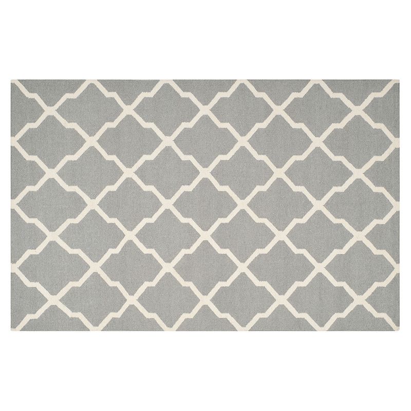 Safavieh Dhurries Quatrefoil Handwoven Flatweave Wool Rug, Grey, 8X10 Ft