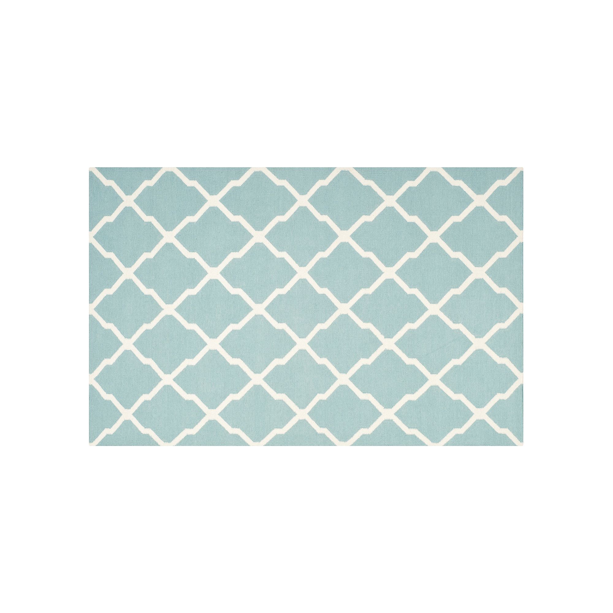 Safavieh Dhurries Trellis Quatrefoil Handwoven Flatweave Wool Rug, Light Bl