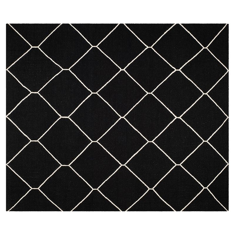 Safavieh Dhurries Netting Handwoven Flatweave Wool Rug, Black, 8X10 Ft