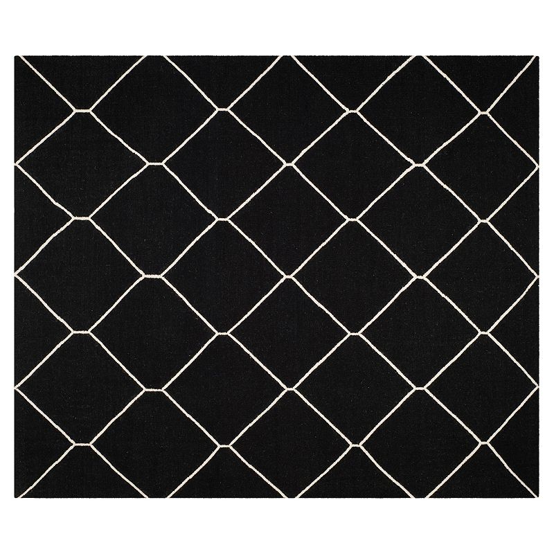 Safavieh Dhurries Netting Handwoven Flatweave Wool Rug, Black, 8X10 Ft