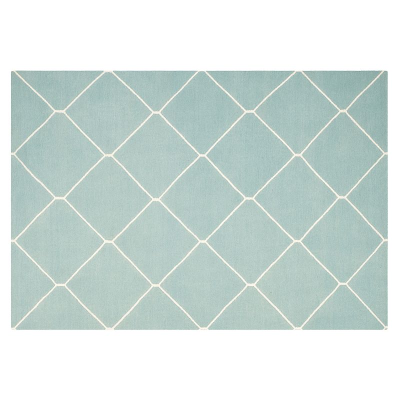 Safavieh Dhurries Netting Handwoven Flatweave Wool Rug, Light Blue, 4X6 Ft