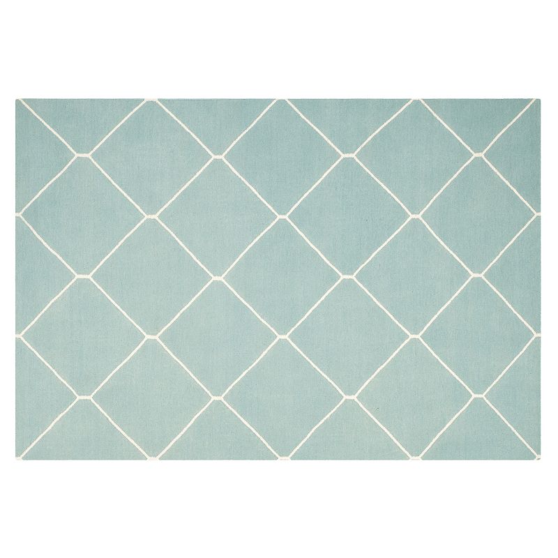 Safavieh Dhurries Netting Handwoven Flatweave Wool Rug, Light Blue, 4X6 Ft