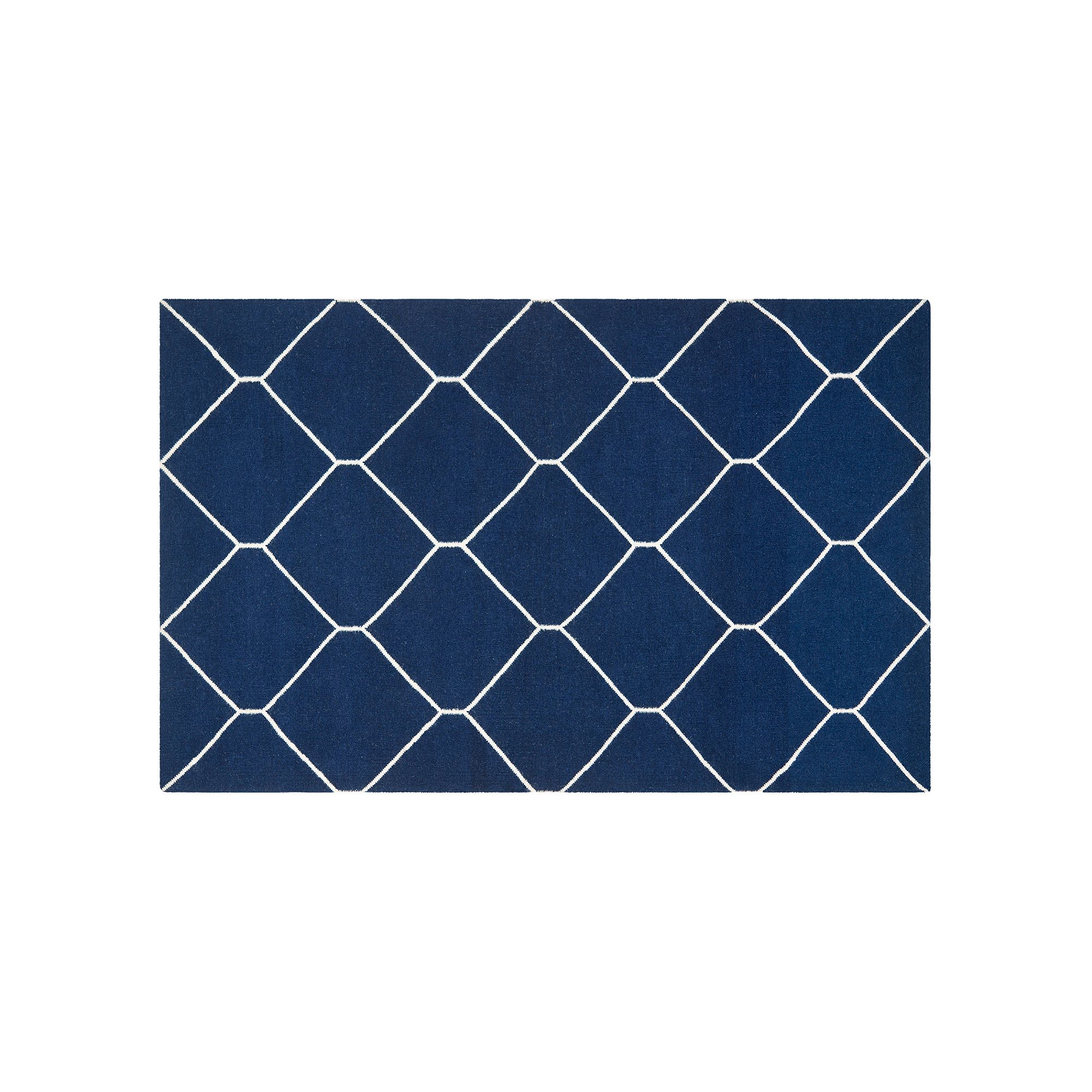 Safavieh Dhurries Netting Handwoven Flatweave Wool Rug, Navy Ivory