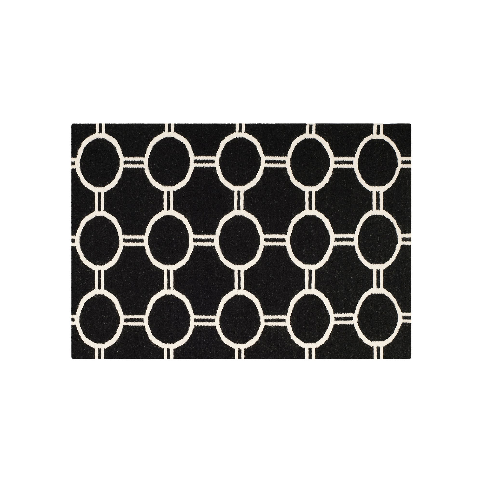 Safavieh Dhurries Roundlink Handwoven Flatweave Wool Rug, Black Ivory