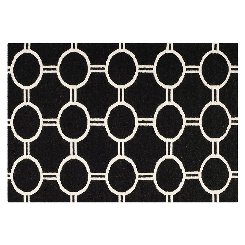 Safavieh Dhurries Roundlink Handwoven Flatweave Wool Rug, Black, 8X10 Ft
