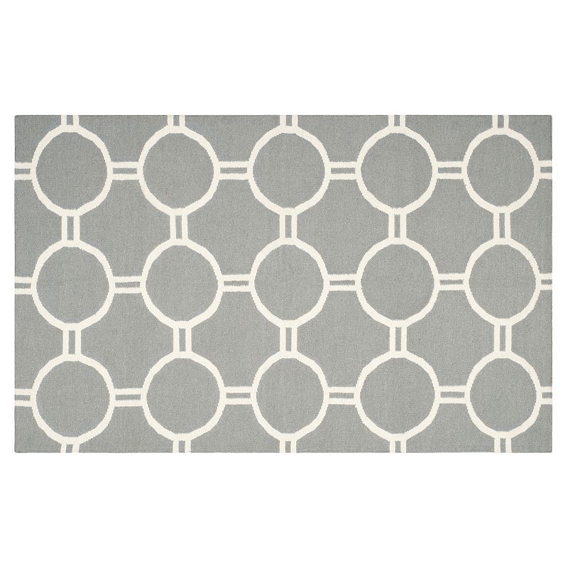 Safavieh Dhurries Roundlink Handwoven Flatweave Wool Rug, Grey, 6X9 Ft