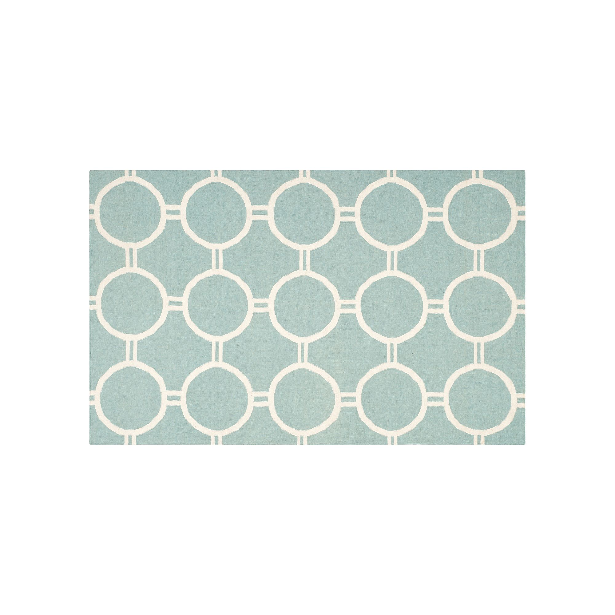 Safavieh Dhurries Roundlink Handwoven Flatweave Wool Rug, Light Blue Ivory