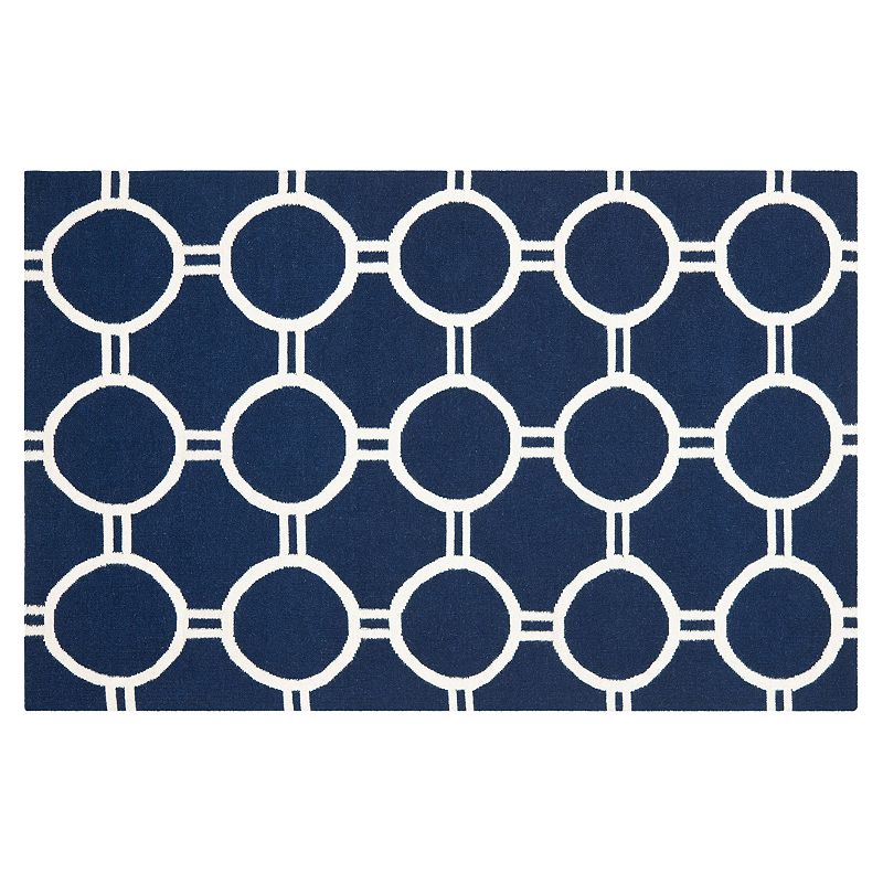 Safavieh Dhurries Roundlink Handwoven Flatweave Wool Rug, Blue, 8X10 Ft