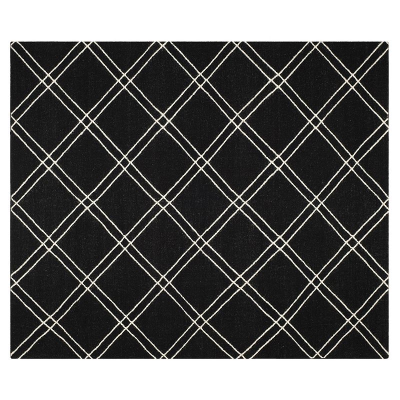 Safavieh Dhurries Crossnet Handwoven Flatweave Wool Rug, Black, 2.5X8 Ft