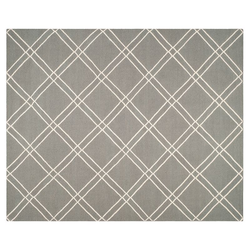 Safavieh Dhurries Crossnet Handwoven Flatweave Wool Rug, Grey, 6X9 Ft