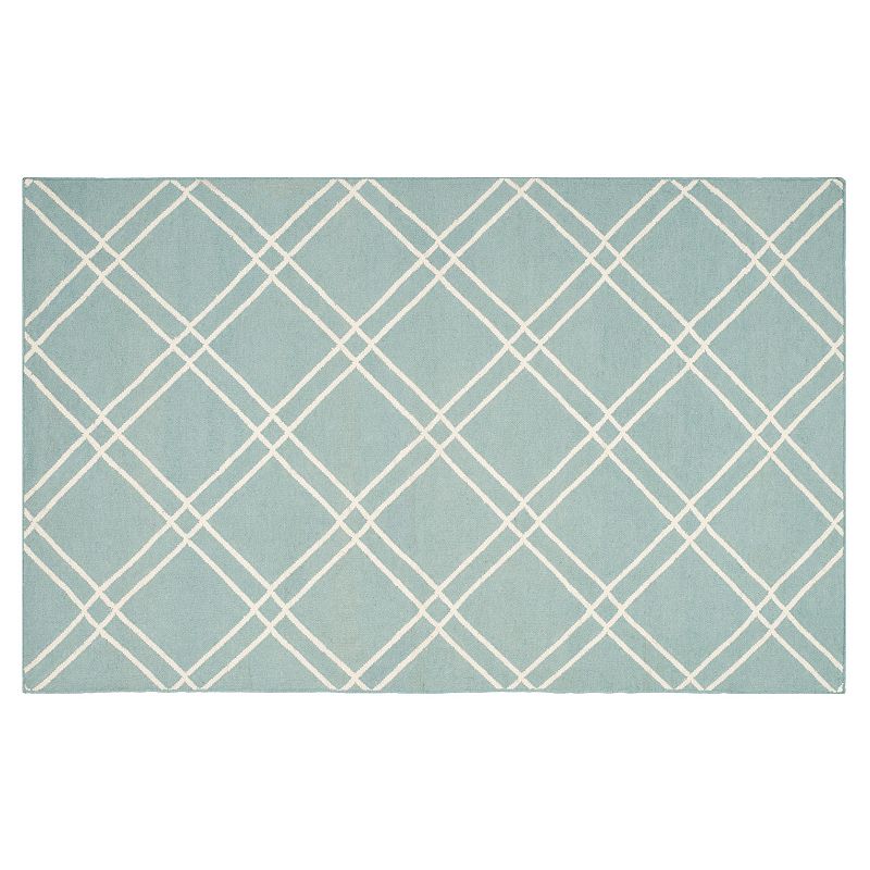 Safavieh Dhurries Crossnet Handwoven Flatweave Wool Rug, Light Blue, 2.5X8 Ft