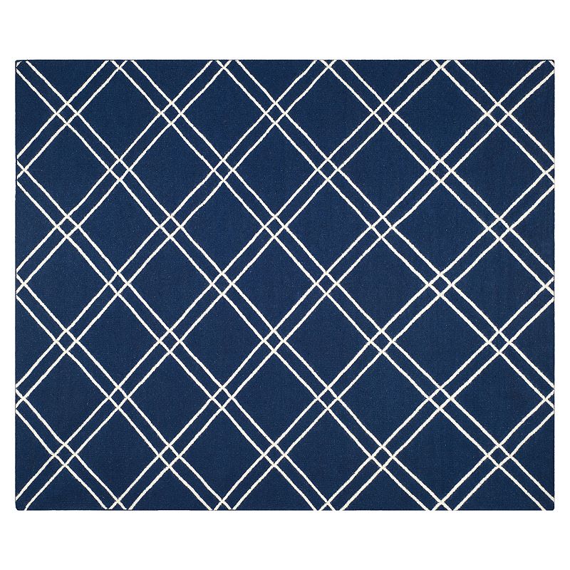 Safavieh Dhurries Crossnet Handwoven Flatweave Wool Rug, Blue, 8X10 Ft