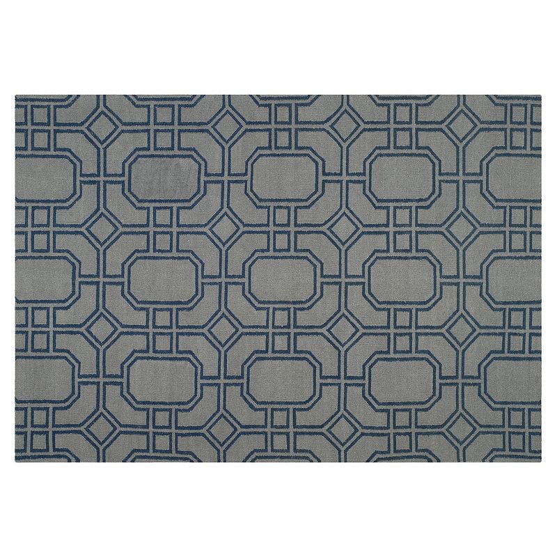 Safavieh Dhurries Interlock Handwoven Flatweave Wool Rug, Grey, 6Ft Rnd