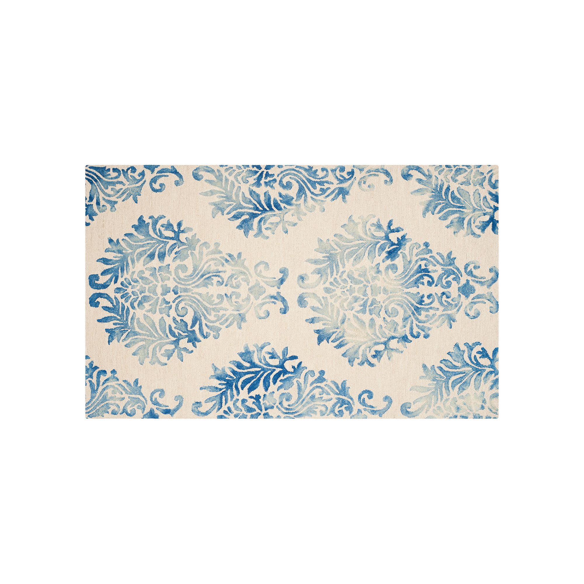 Safavieh Dylan Damask Dip-Dyed Wool Rug, Beige Blue