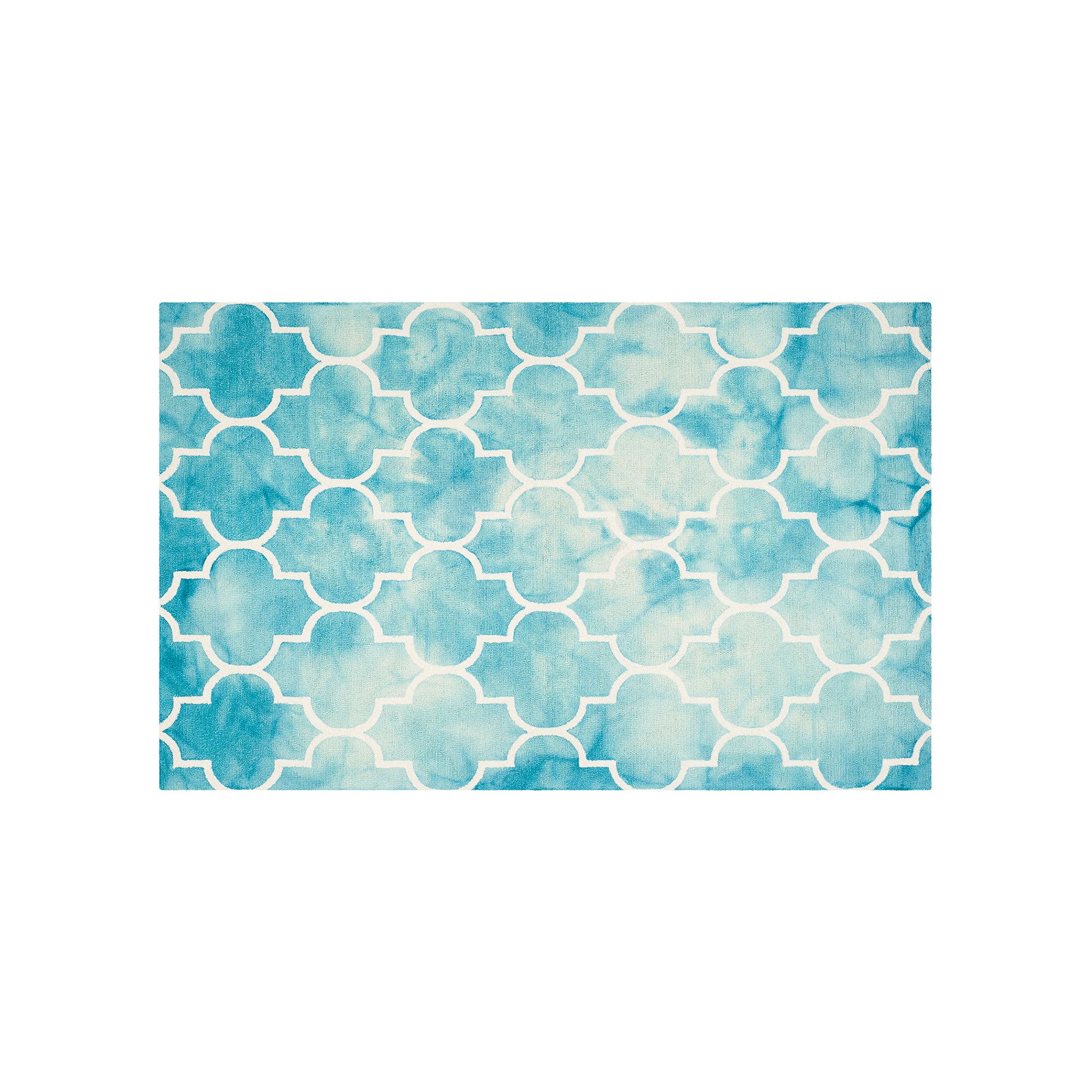 Safavieh Ravi Quatrefoil Dip-Dyed Wool Rug, Turquoise Ivory