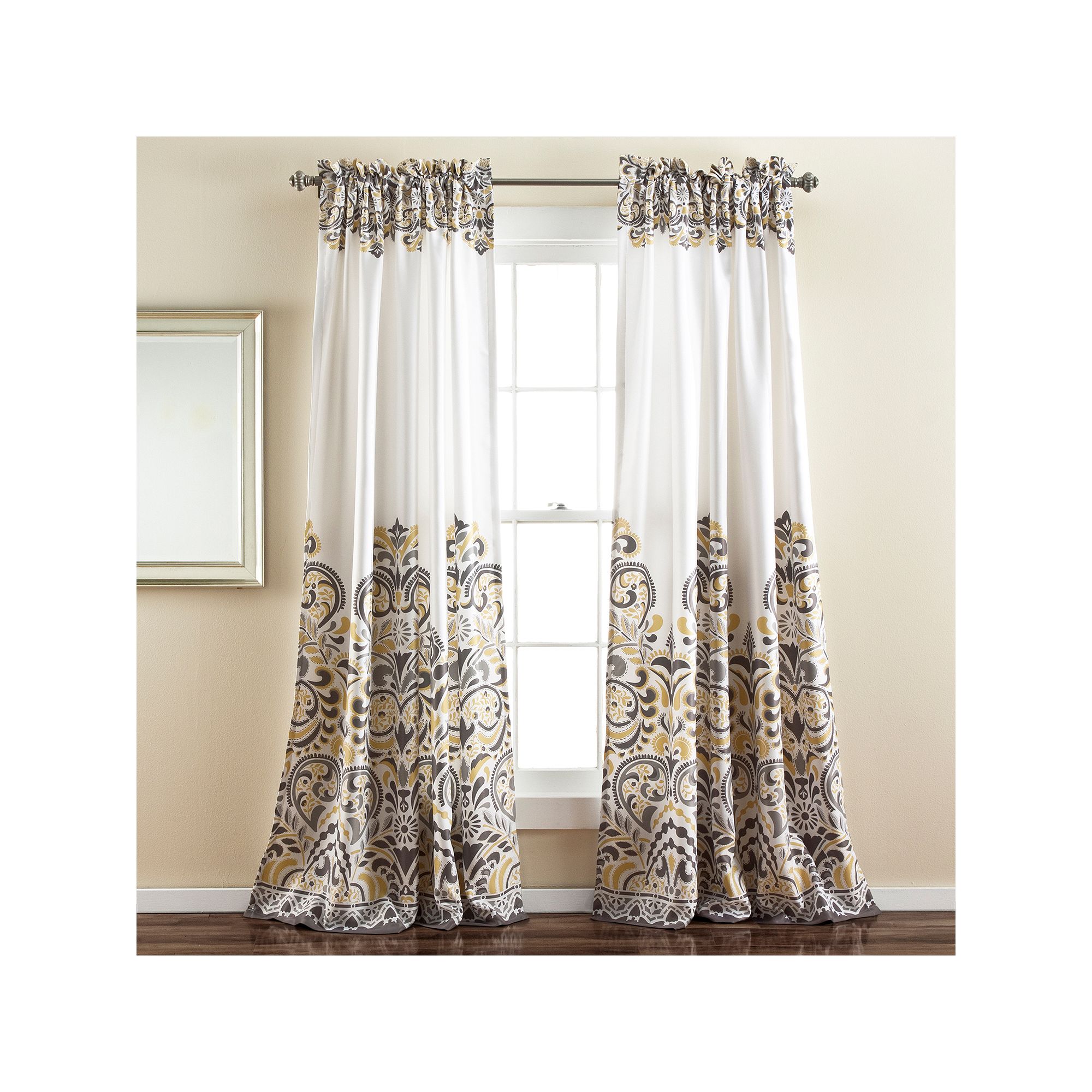 Lush Decor 2-pack Clara Window Curtains, Gray Yellow