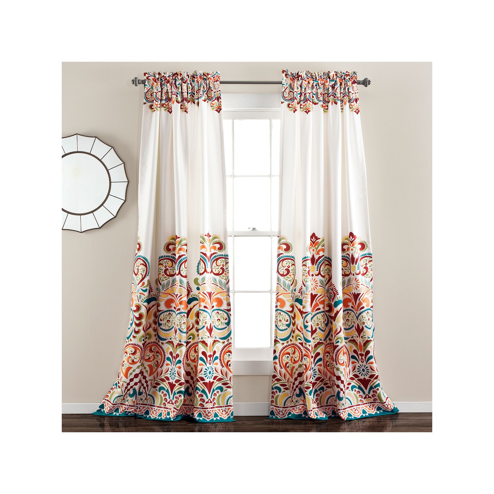Lush Decor 2-pack Clara Window Curtains, Turquoise Orange
