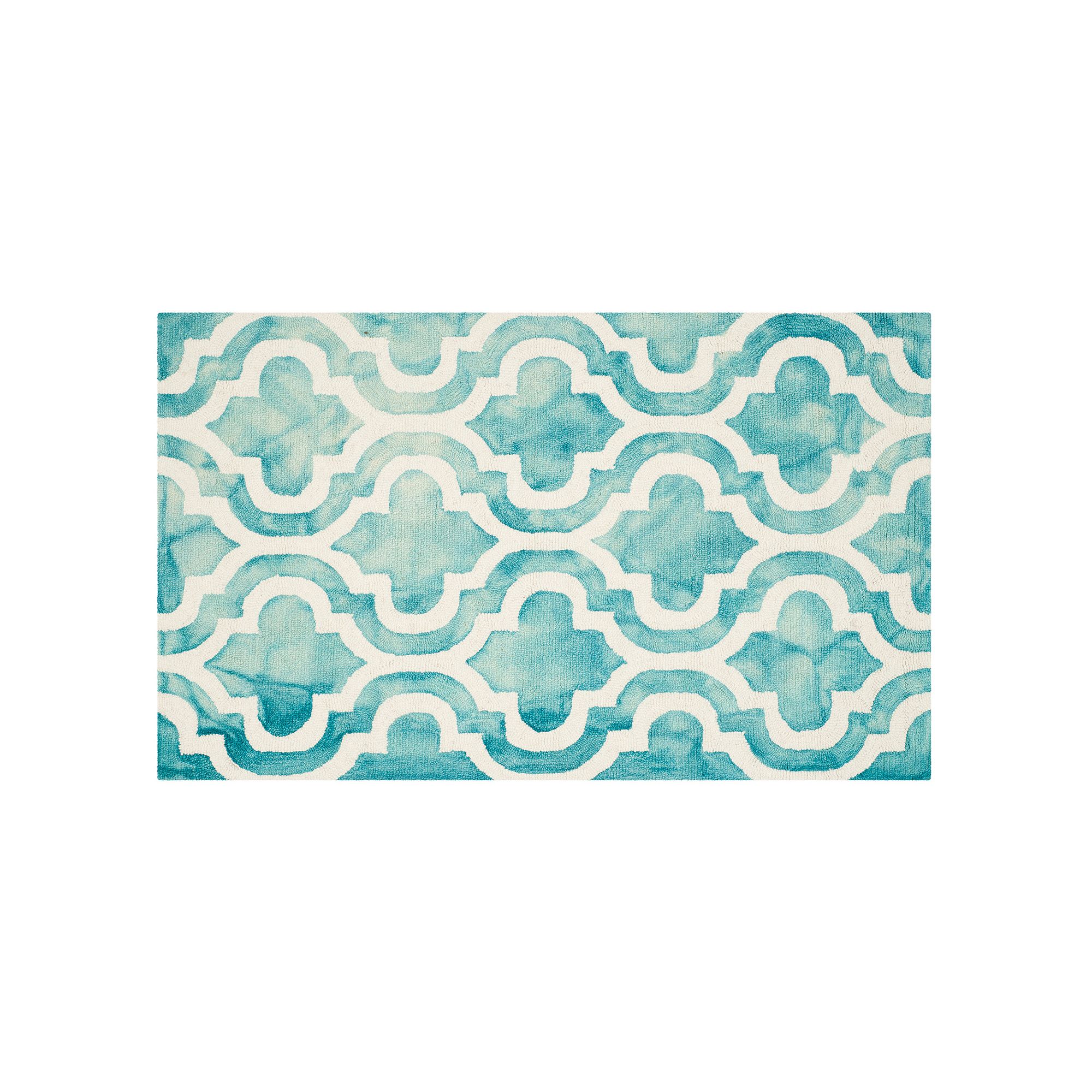 Safavieh Guthrie Quatrefoil Dip-Dyed Wool Rug, Turquoise Ivory