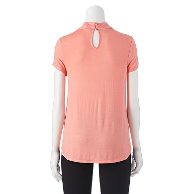 Juniors' Candie's® Mockneck Lace Top