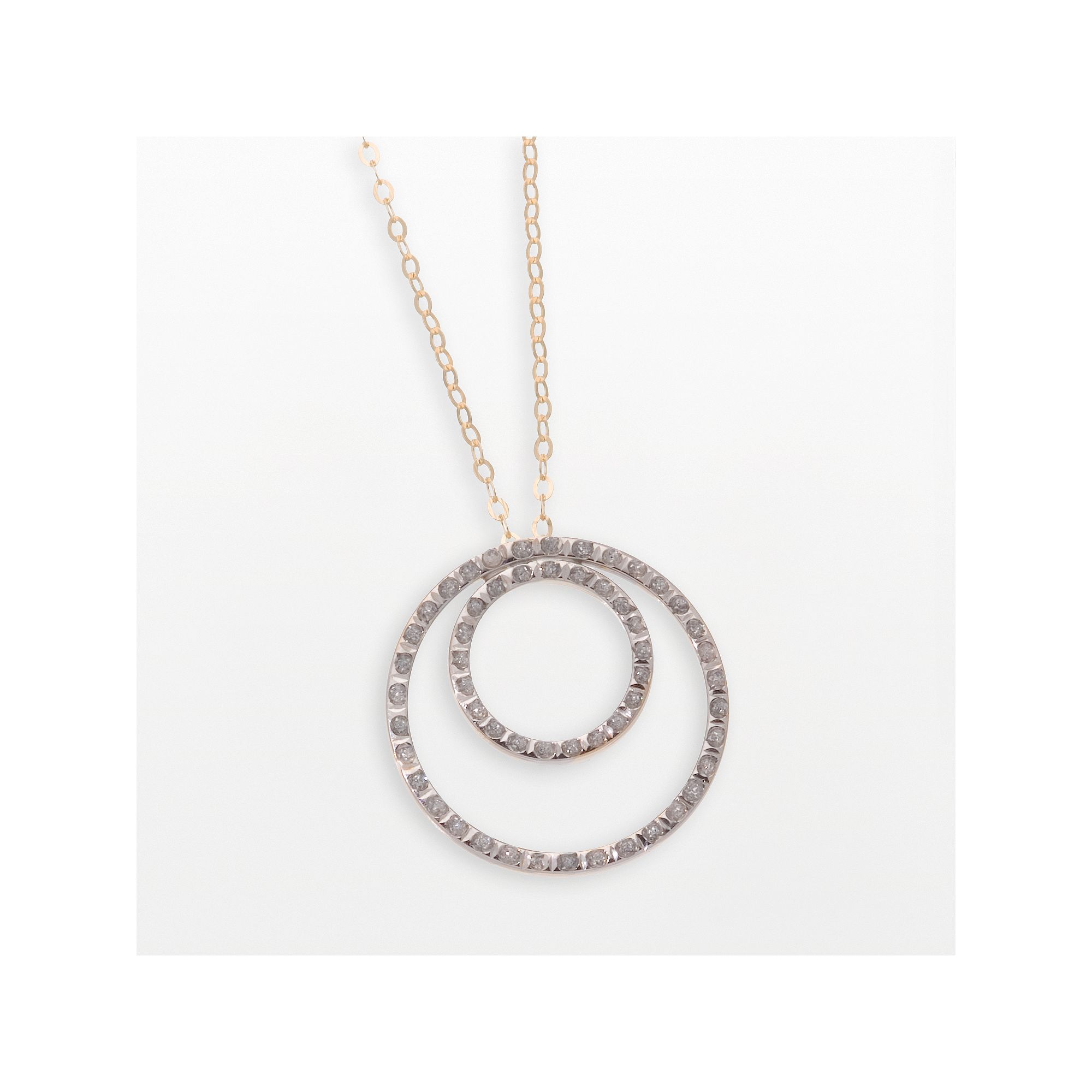 Diamond Fascination® 14k Gold Double-Circle Pendant, Womens, Size: 18