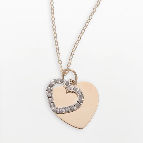 Diamond Fascination® 14k Gold Two-Tone Shadow Heart Pendant