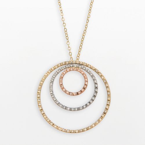 Diamond Fascination® 14k Gold TriTone Circle Pendant