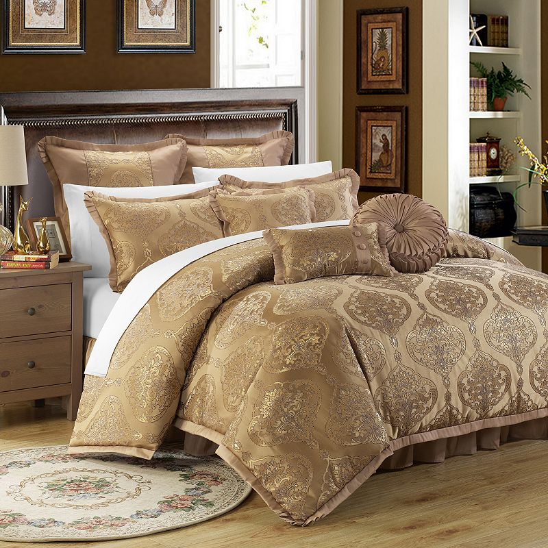 33156474 Como Jacquard 9-piece Bed Set, Yellow, Queen sku 33156474