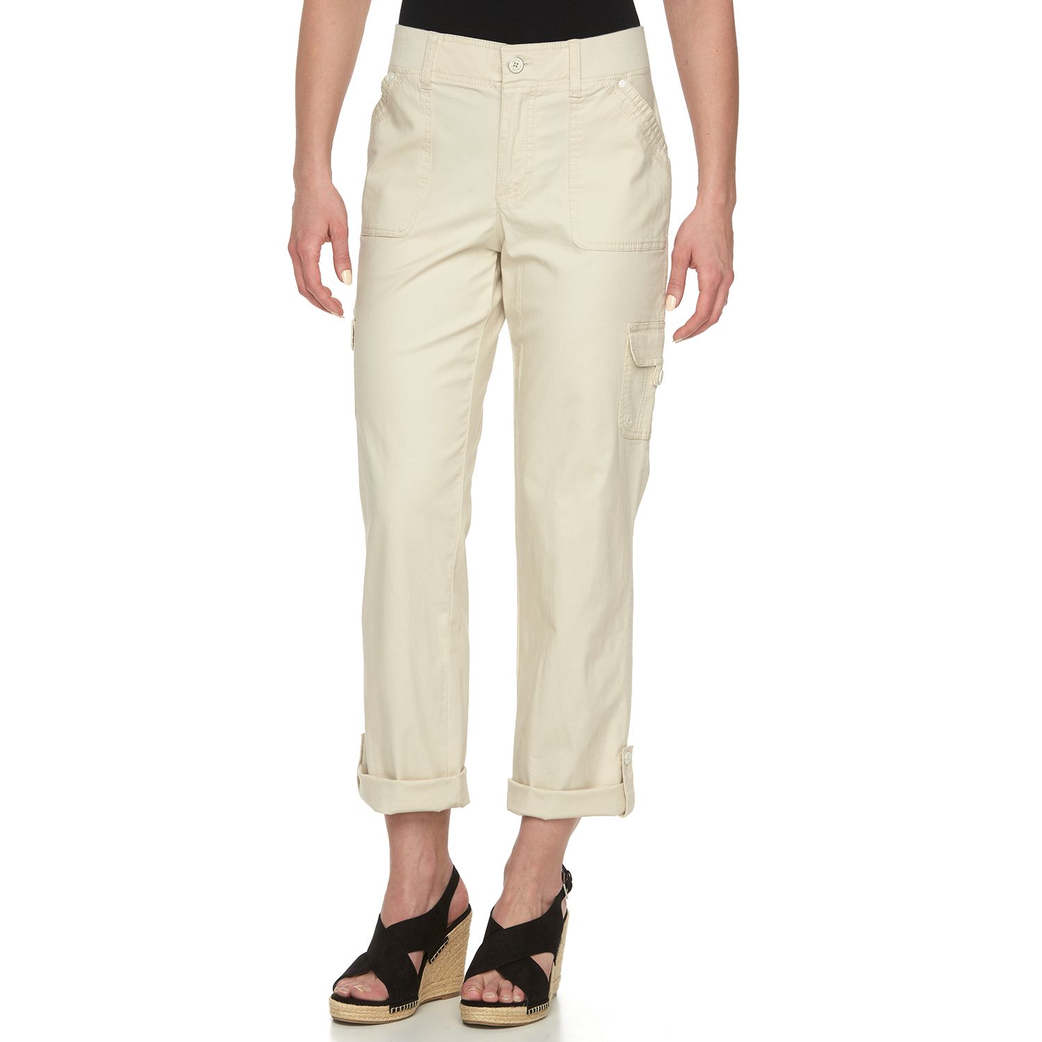 gloria vanderbilt women's penelope convertible roll tab cuff cargo pant