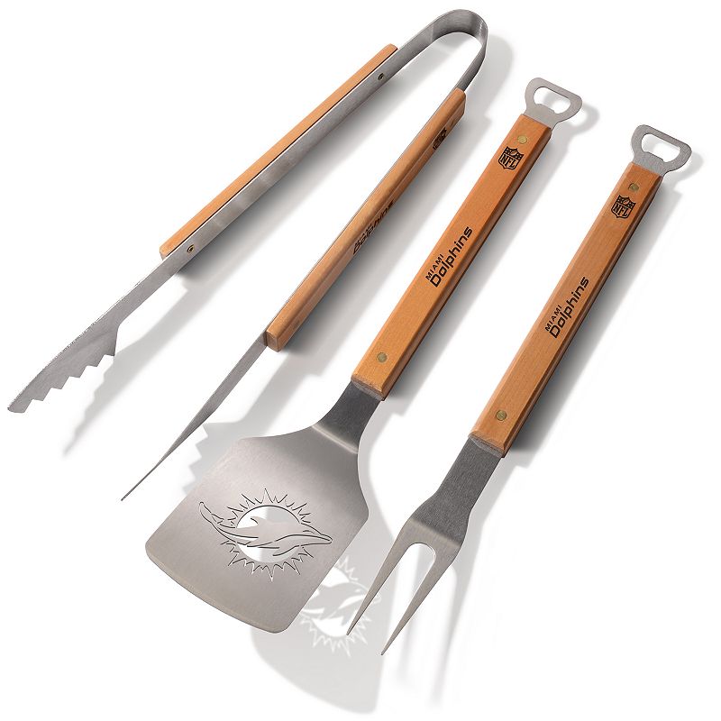 Sportula Products Miami Dolphins 3-Piece Grilling Utensil Set, Multicolor