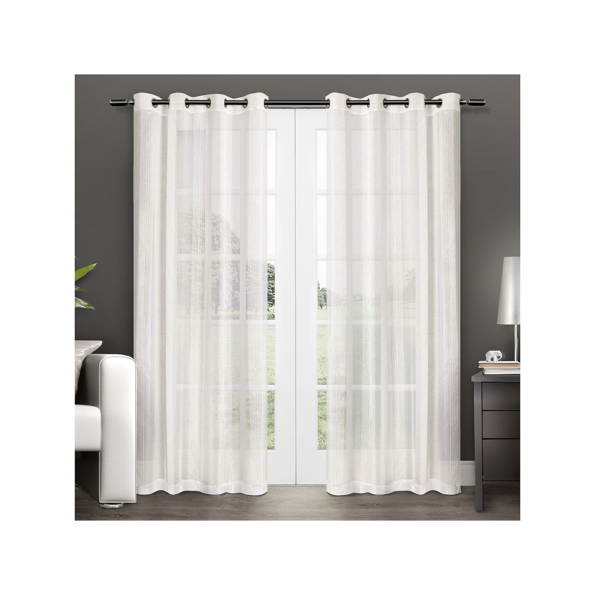 Exclusive Home Penny Sheer Window Curtains, Off White