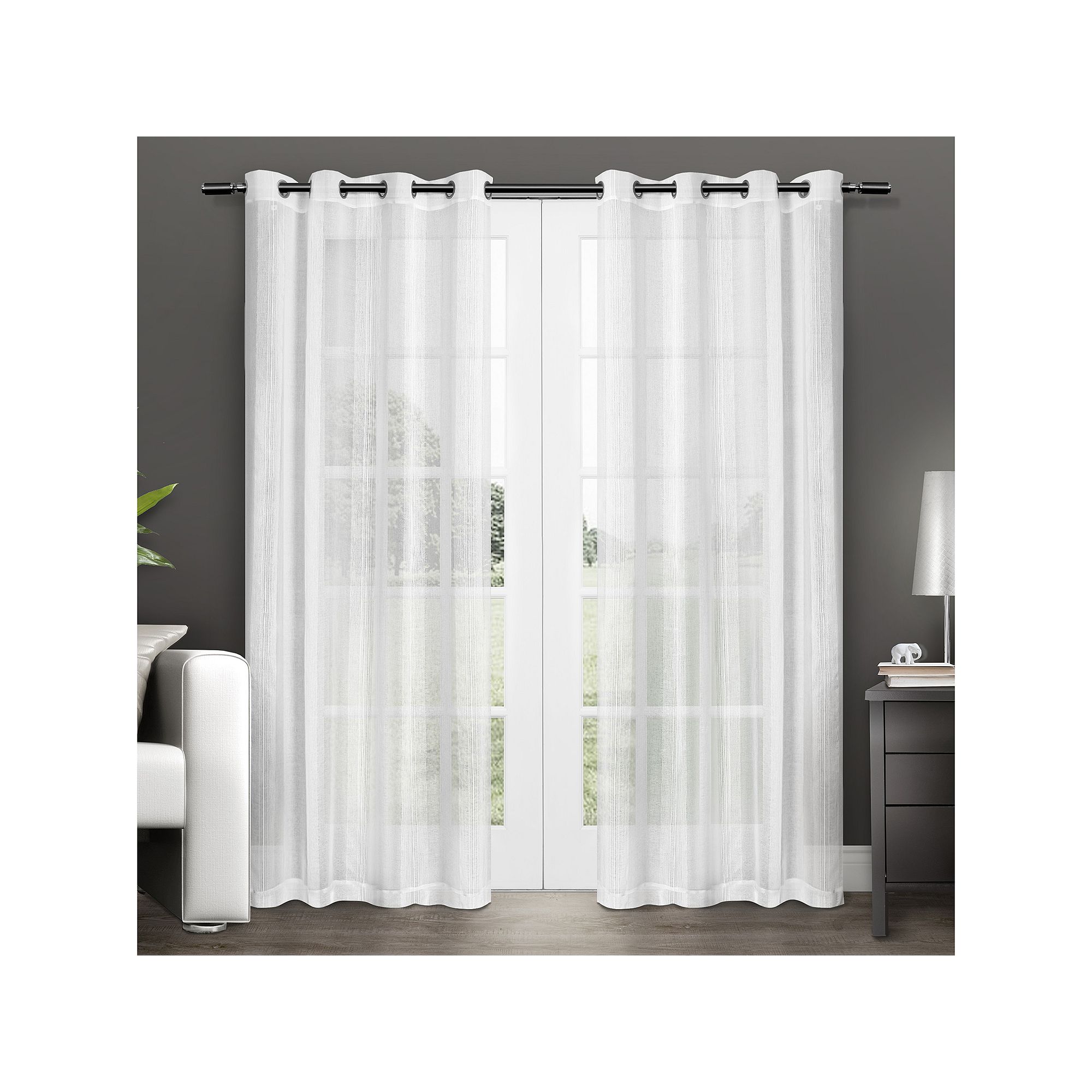 Exclusive Home Penny Sheer Window Curtains, Winter White
