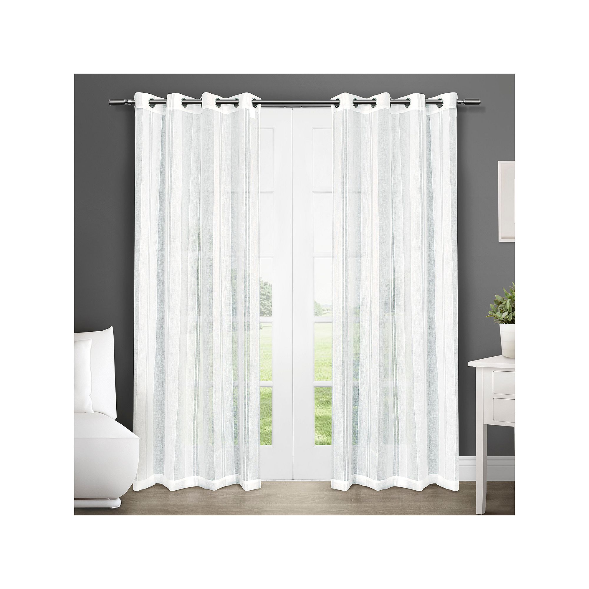 Exclusive Home Apollo Sheer Window Curtains, Winter White
