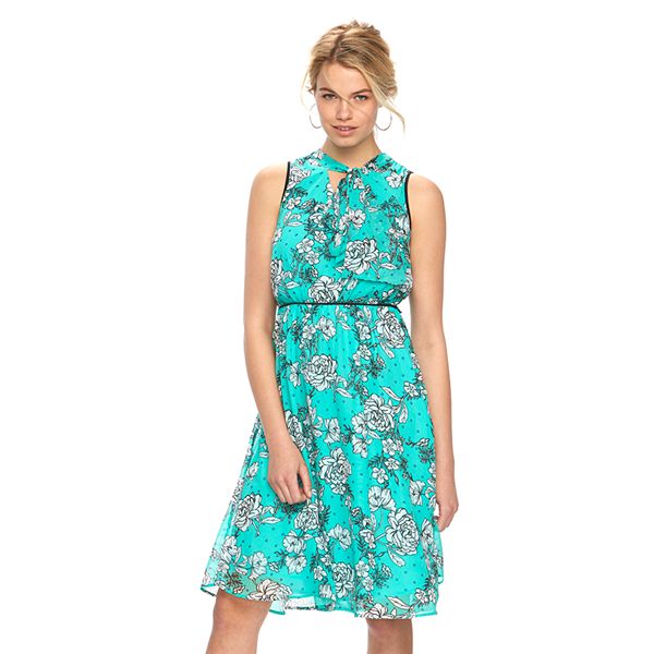 Women's ELLE™ Polka-Dot Floral Midi Dress