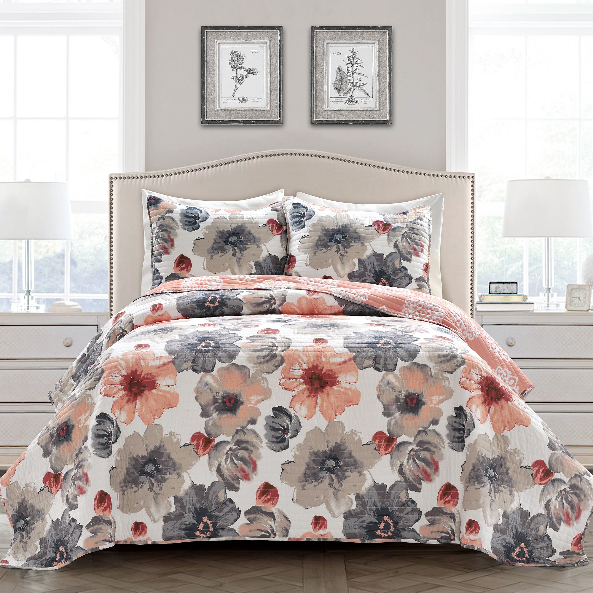 Lush Decor Leah Quilt Set, Pink