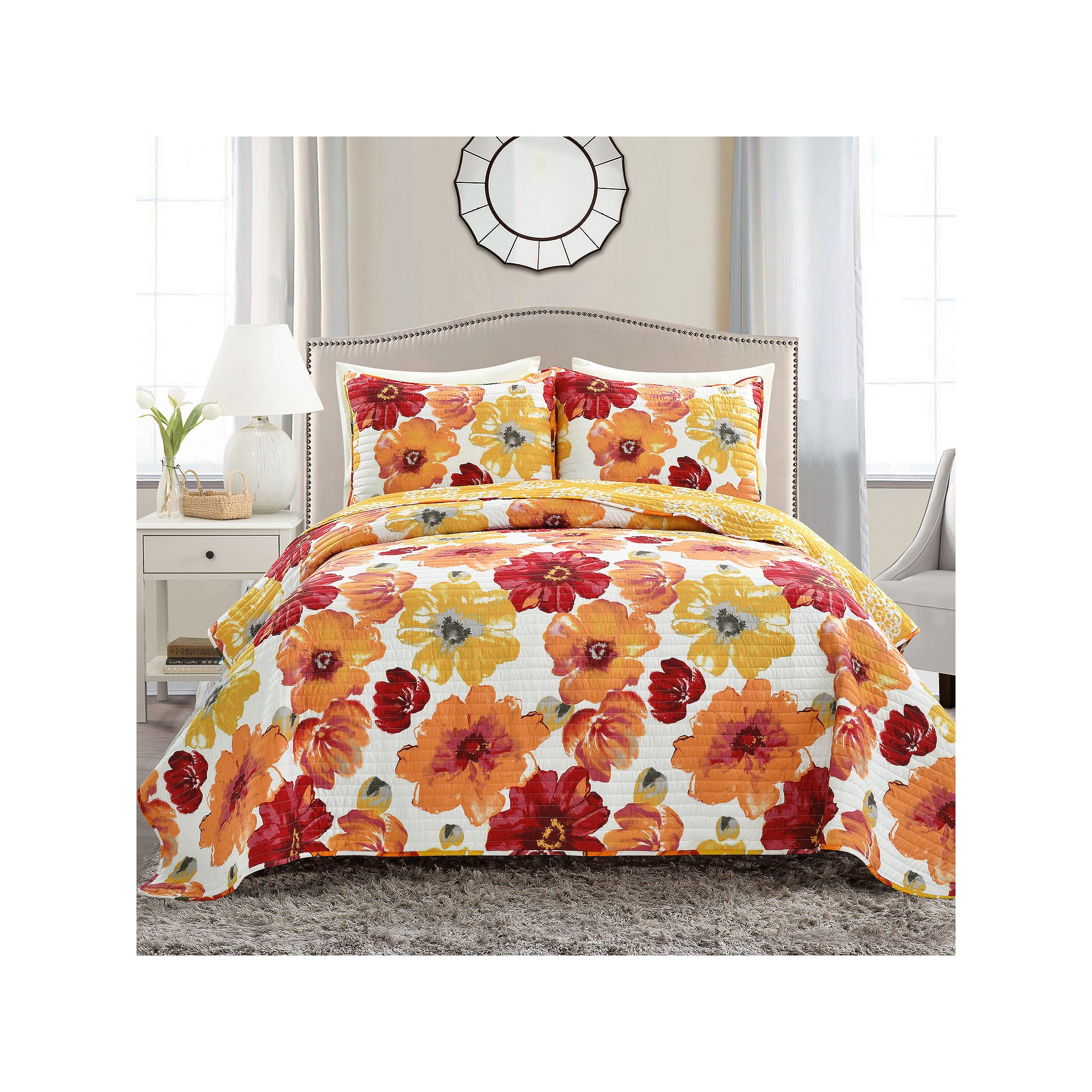 Lush Decor Leah Quilt Set, Red