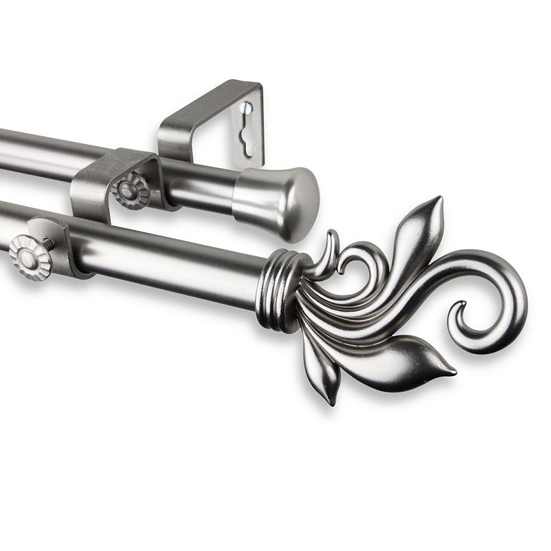 Rod Desyne Delilah Adjustable Double Curtain Rod, Satin Nickel