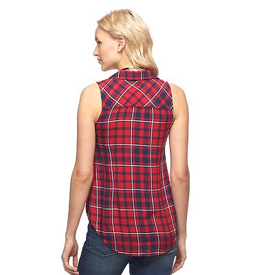 Women s Rock Republic Plaid Sleeveless Shirt