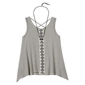 Girls 7-16 Knitworks Striped Tank Top & Owl Necklace