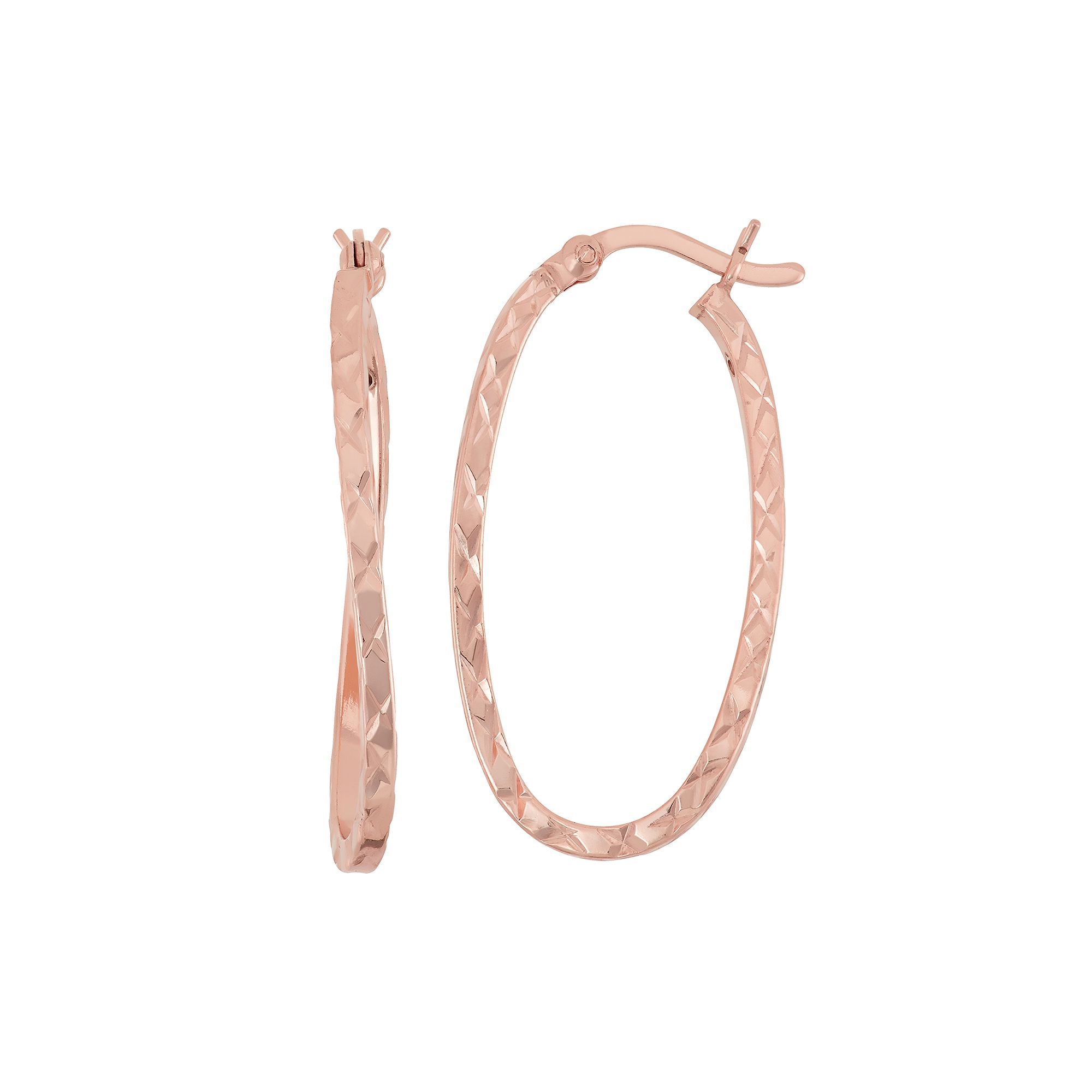 Jordan Blue 14k Rose Gold Over Silver Twist Oval Hoop Earrings, Womens, Pi