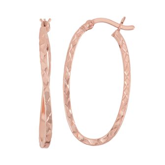 Jordan Blue 14k Rose Gold Over Silver Twist Oval Hoop Earrings