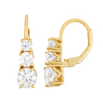 14k Gold Over Silver Cubic Zirconia Graduated Drop Earrings