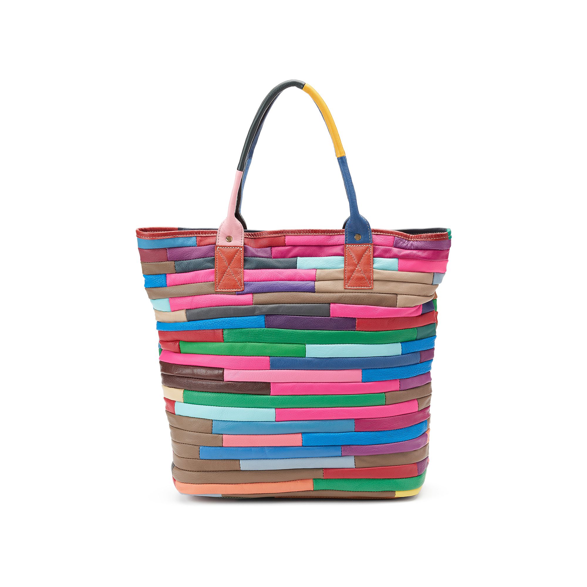 AmeriLeather Rozaly Leather Tote, Rainbow
