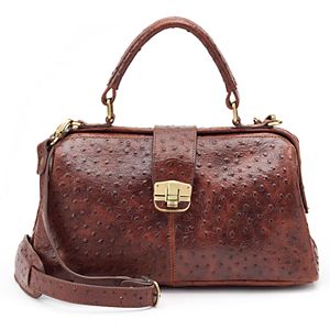AmeriLeather Hillary Leather Ostrich Shoulder Bag