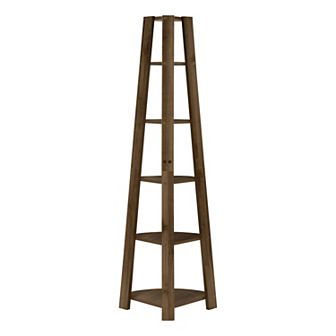 Monarch Bookshelf, Bookcase, Etagere, Corner, 5 tier 72"h, Office, Bedroom, Laminate, Grey, White, Contemporary, Modern