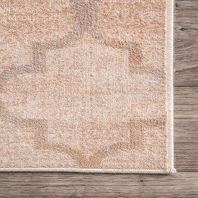 nuLOOM Vintage Viscose Distressed Geo Quatrefoil Rug
