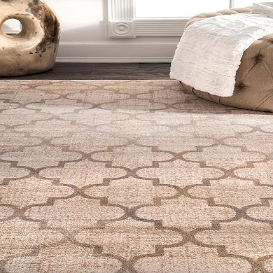 nuLOOM Vintage Viscose Distressed Geo Quatrefoil Rug